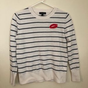 Banana Republic Striped Sweater with Embroidered Lips, Size Small